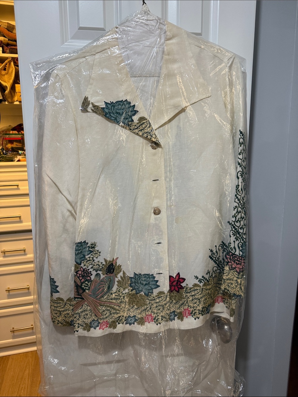 Citron Cream Embroidered Floral Border Blazer